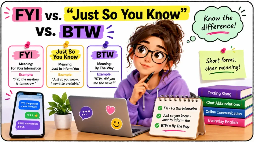 FYI vs. “Just So You Know” vs. BTW